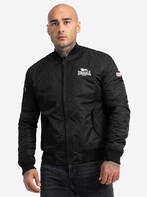 Lonsdale Flight Bomber MA1 Jacket Black + Tartan Slim-Fit Lonsdale Flight Bomber MA1 Jacket Black + Tartan Slim-Fit