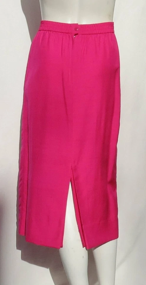 Vtg 80s JOANIE CHAR Hot Pink 100% Silk Jacket + Skirt Suit Set US XS 2 4 (tag 6) - Image 4 of 4