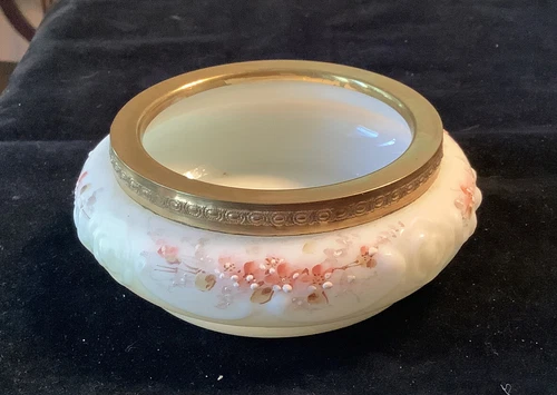 Antique Wavecrest  C F Monroe Pin Dish Dresser Trinket Box Pink Florals Marked