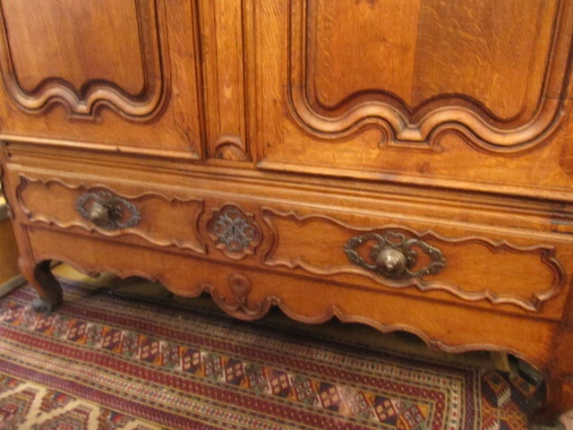 Armoire régional avec 1 tiroir et 2 porte une étagère penderie en chêne fin18ème - Photo 2/4