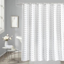 Waterproof Polyester Fabric Bathroom Shower Curtain Sheer Panel Decor 12 Hooks