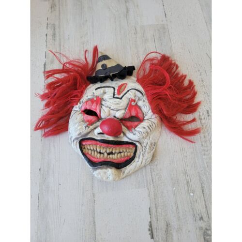 Halloween rubber face mask clown scary Joker cost… - image 1