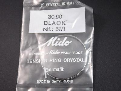 Black Tension Ring Permafit Mido Waterprf Vintage Watch Crystal 30.90mm Ref#51/1
