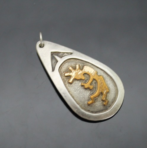Indian Kokopelli Mike Smith Sterling Native American Gold Jewelry