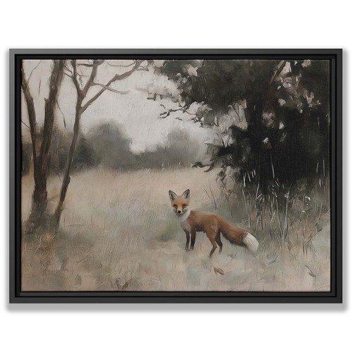 Vintage Fox Canvas Print Wildlife Oil Painting Rustic Wall Art Framed Decor - Picture 5 of 9