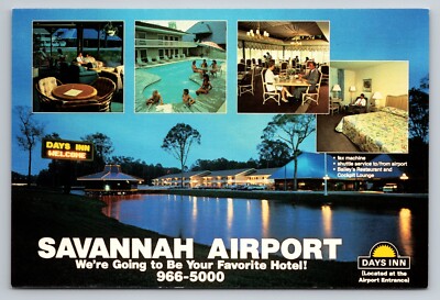 Savannah Airport Days Inn Hotel Georgia Vintage Unposted Postcard Multiview