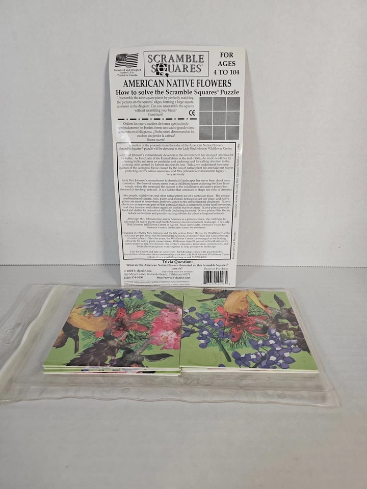 Scramblers Square American Native Flowers 9 Piece Puzzle B. Dazzle 2004 - Image 3 of 3