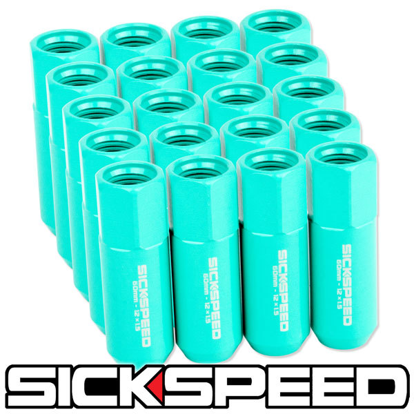 SICKSPEED 20 PC MINT GREEN 60MM ALUMINUM LUG NUTS LUGS FOR WHEELS