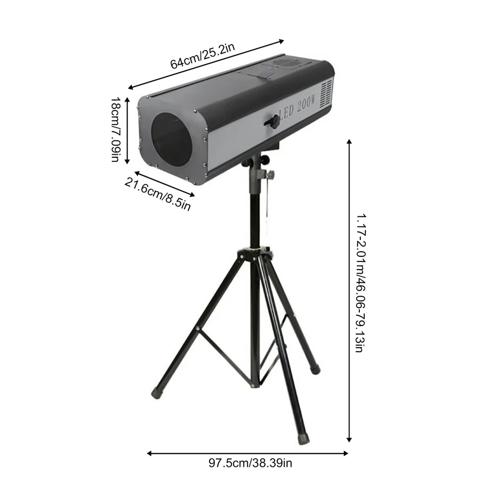 200W LED Follow Spot Light Manual Control Spotlight Stage Light Adjustable - Image 2 of 4