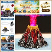Aquarium Volcano Ornament Kit 6.7 Inch Resin Bubbler Air Stone Red LED Light