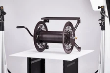 LEADZM 75*45*44CM Wall-mounted hose reel, brown, iron, vintage pattern, hose car