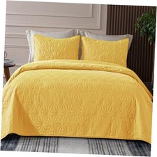 King Quilt Bedding Set, Soft Bedspreads Quilts King Size King 96"x104" Yellow