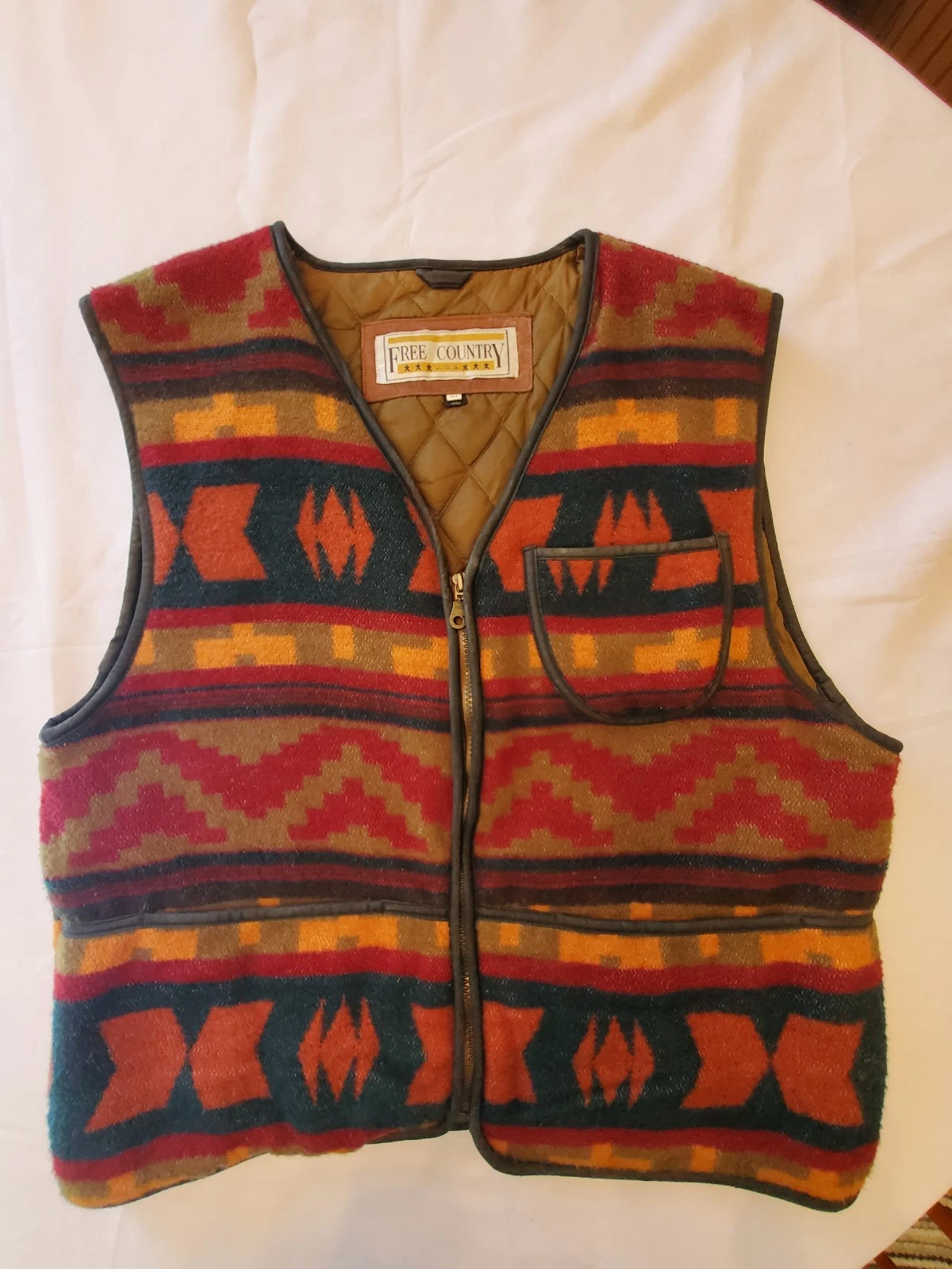 Vintage Free Country Aztec 90s Vest Zip Up Medium B13