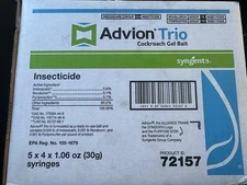 Syngenta Advion Trio Cockroach Gel Bait 20 Tubes 20 Plungers 4 Tips Free Ship