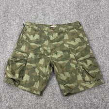 Levi Strauss Co Cargo Shorts Mens 36 Green Camo Canvas 10 Inseam