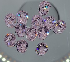 6pc Swarovski Crystal Rosaline 10mm Faceted Round 5000 Beads; Pale Pink