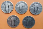 Lot of (5) U.S. Silver Standing Liberty Quarters - Circulated