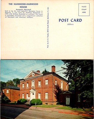Hammond-Harwood House Postcard Annapolis Maryland Unposted Vintage Linen Card