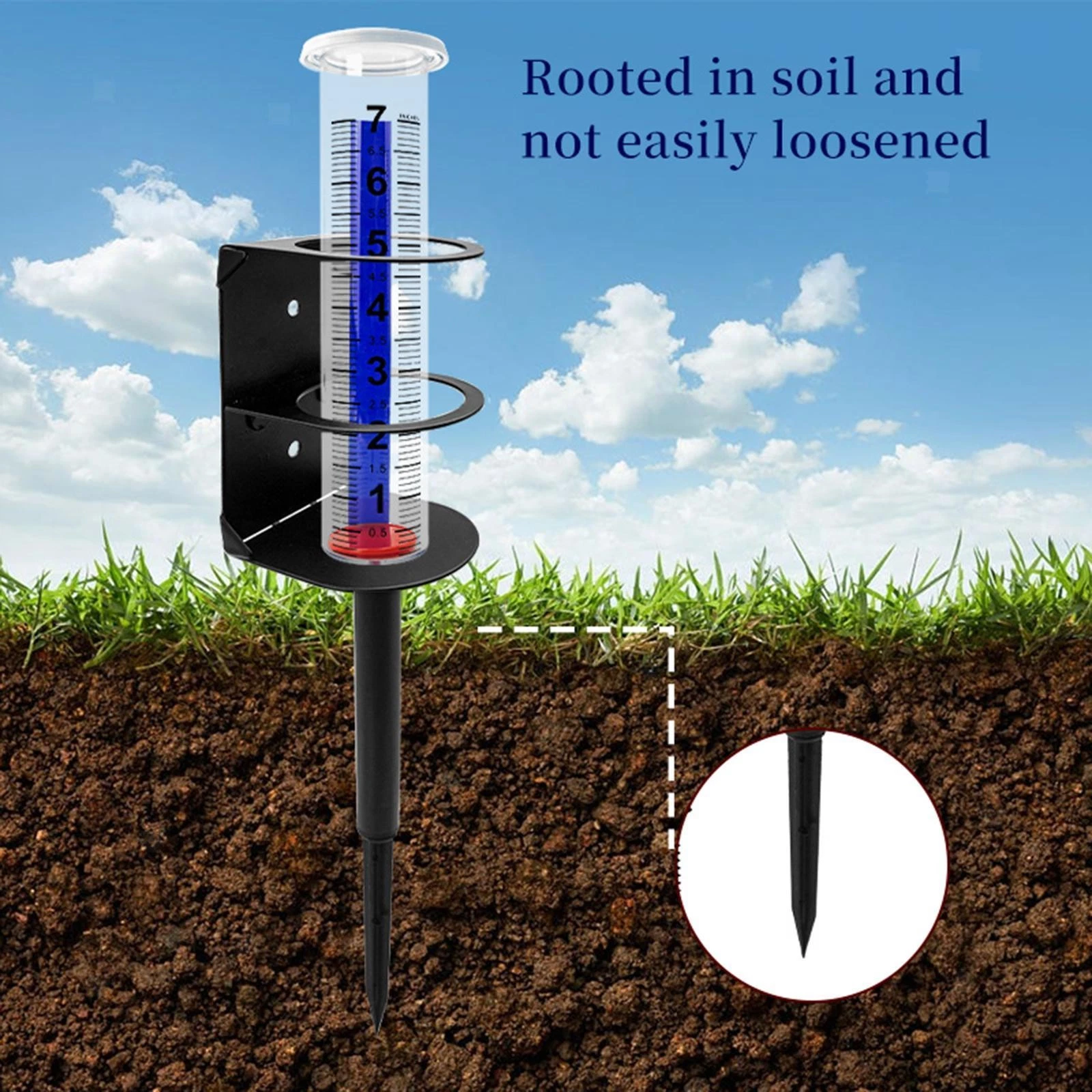 Rain Gauge Decorative Rain Measure Gauge Easy Read with Stake with Stand