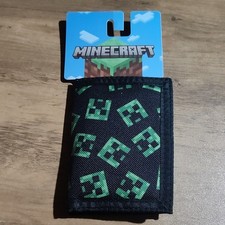 Bioworld Minecraft Creeper Boys' Trifold Wallet Black Green Key Holder