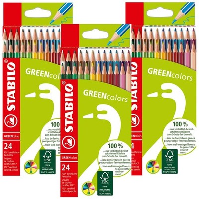 3x STABILO GREEN Colors 24 Buntstifte 100% FSC Holz zertifizierte Farbstifte