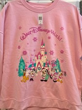 Disney Parks Mickey Mouse and Friends Holiday Pink Sweatshirt WDW Medium NWT