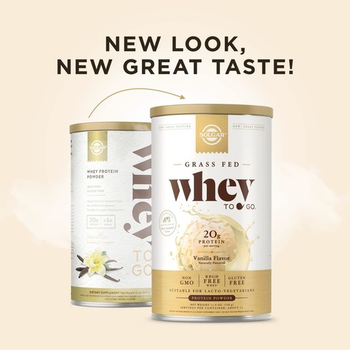 SOLGAR Grass Fed Whey to Go, Vanilla - 11.9 oz, Pack of 2 - Grass-Fed Whey - Picture 2 of 7