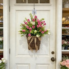 Plastic Hanging Tulip Basket Ornament for Spring Garden and Home Decor