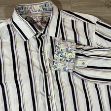 Robert Graham Multicolor Striped Flip Cuff Button Up Drinks Bar Shirt Men  s XL