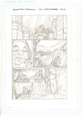 Battlestar Galactica #2 pg 7 Original Pencil art  ALEX SANCHEZ  Commander Adama