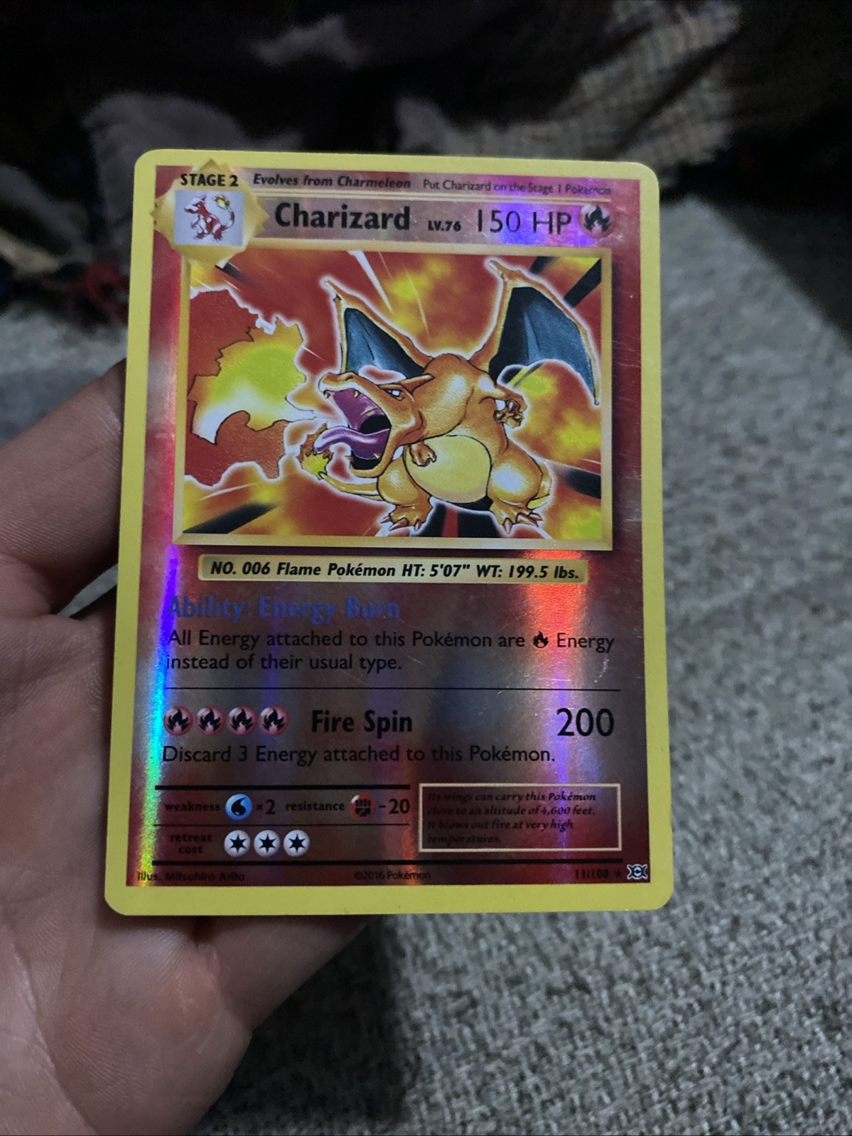 Pokémon TCG XY Evolutions Charizard 11/108 2016 Reverse Holo Rare LP/NM