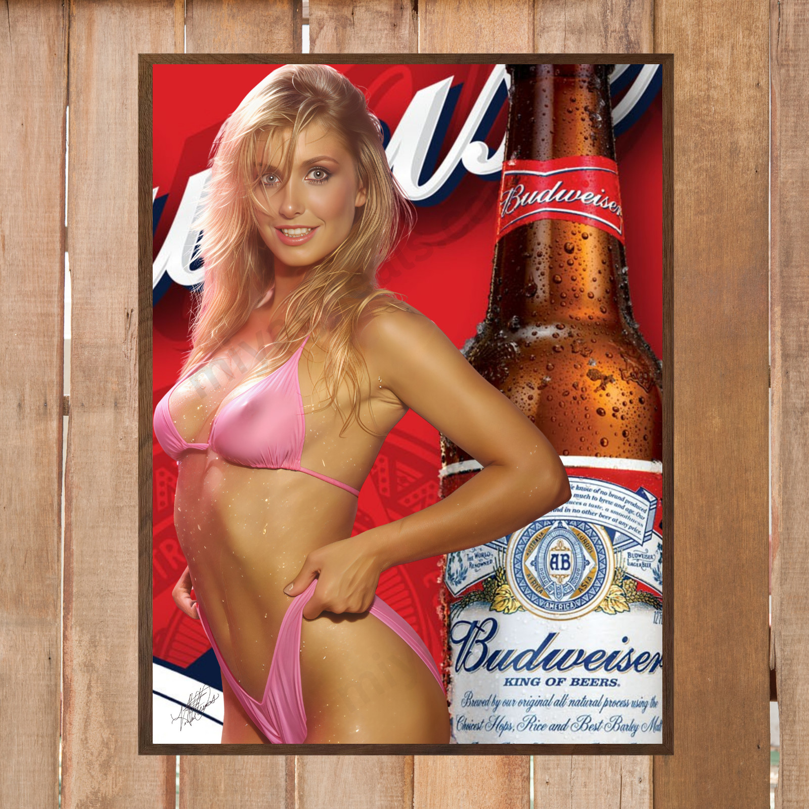 Vintage retro style budwiser king of beers poster 18x24 sexy girl art decor 80s