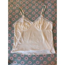 Vintage Ivory Satin Lace Camisole Size 38 USA Y2K 90s Lingerie Tank Top