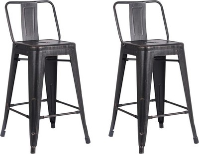 Modern Industrial Metal Bar Stool with Bucket Back & 4-Leg Design Light Weight