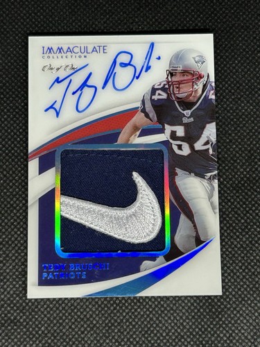 2021 Panini Immaculate Tedy Bruschi Nike Swoosh Logo Patch Auto 1/1 Patriots