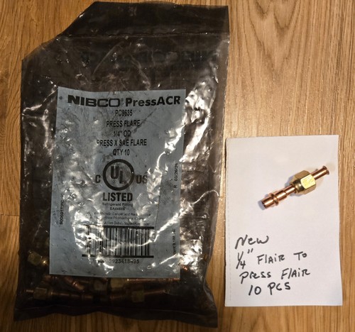 Nibco PC9635 1/4" Refrigerant Copper Press SAE Flare Fitting (Box of 10)