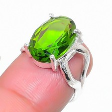 Green Peridot Gemstone 925 Sterling Silver Jewelry All Size Ring For Gift