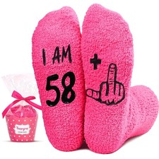 HAPPYPOP 59th Birthday Gifts for Women - Medium, Fuzzy I Am 59 Dark Pink
