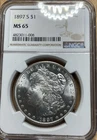 1897 S NGC MS65 Graded Morgan Silver Dollar Bright White