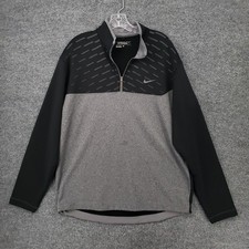 Nike Sweatshirt Men L Large Black Dri Fit 1/4 Zip Golf Tour Performance Pullover