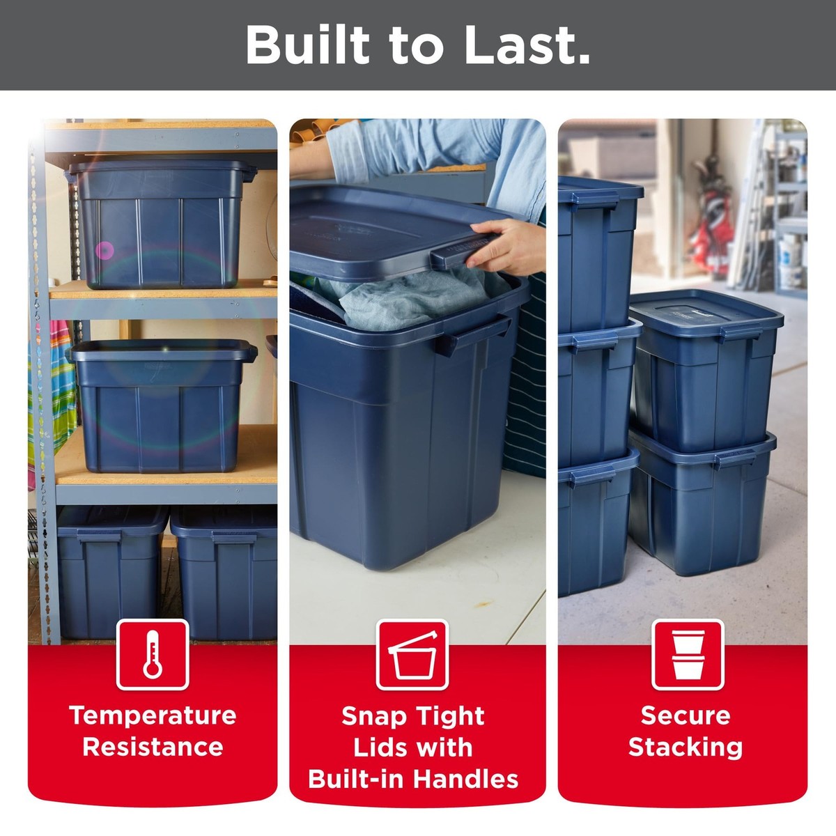 Rubbermaid Roughneck Tote 18 Gal, 6 18 Gal - 6 Pack, Dark Indigo