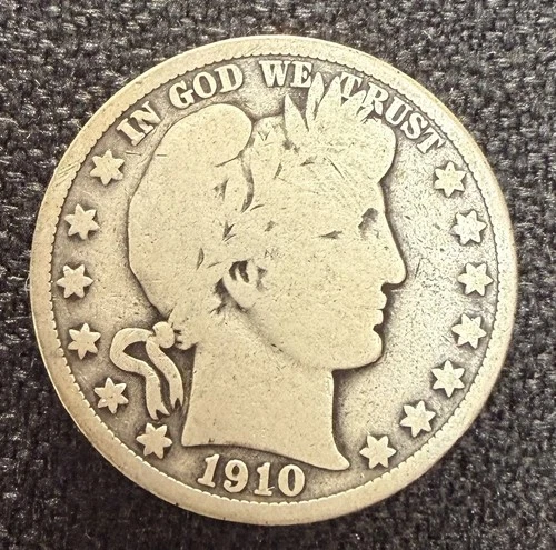 1910 Barber Liberty Head Half Dollar 90% Silver Classic American Coin FS KM116