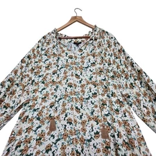 Gigio Yellow Floral Long Sleeve Boho Dress Size Medium