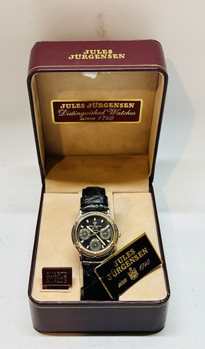 Vintage Jules Jorgensen Uhr Neu in Box 7278B mit Lederband