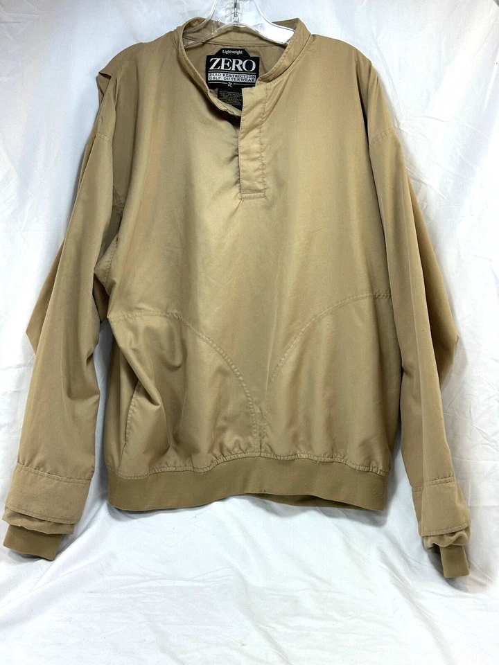 Zero Restriction 1/4 Snap Golf Pullover Sweater Wind Shirt Jacket Tan L Sz Large - Image 2 of 4