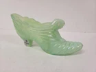 Rare Vintage Fenton Green Glass Iridescent Cat Shoe