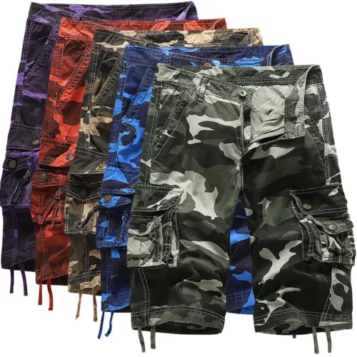Nuevos Pantalones Cortos de Carga de Algodón para Hombres Bolsillos Frontales Planos Salón Lavado - 29-42 - Imagen 1 de 20