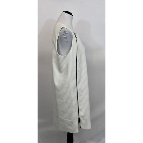 Lauren Vidal Sz L Large Fr 42 White Gray Pinstripe Zipper Detail Shift Dress NWT - Picture 3 of 7