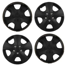 15" 4Pcs Black Universal Hub Caps Wheel Cover Kit Snap On For R15 Tire 5 Lug