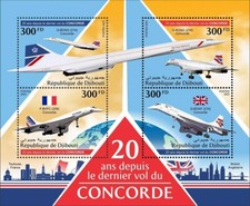 BA CONCORDE G-BOAG F-BVFC G-BOAF Airliner Aircraft Stamp Sheet (2023 Djibouti)